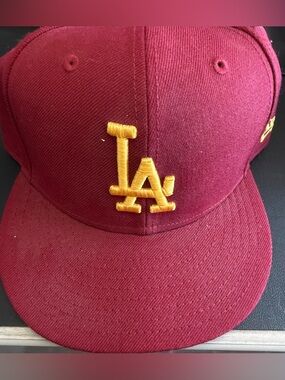 New Era Maroon Baseball Cap with Gold LA Logo